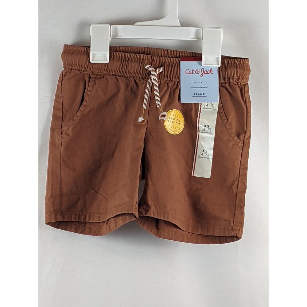 Chino Shorts Cat & Jack Brown XS Casual Adjustable Waist Drawstring Pocket Short